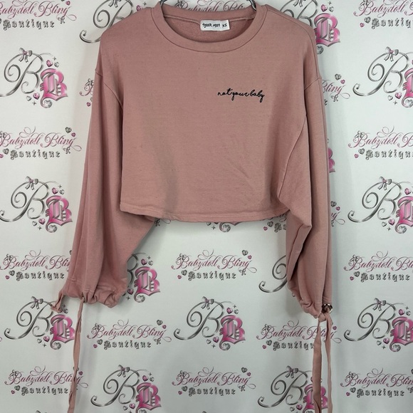 Tiger Mist Tops - Tiger Mist sweater corset lace up sleeves not your baby Dusty Pink Cropped